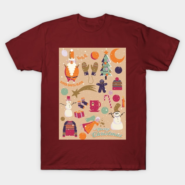 Cute Christmas Postcards - Cute Christmas Illustration - christmas cookies illustration T-Shirt by Boogosh